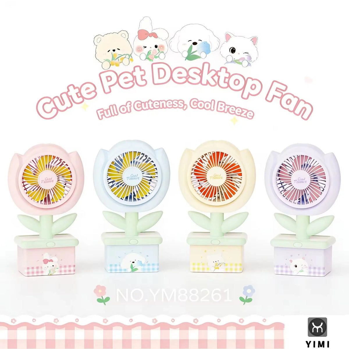 Cute Tulip Mini Portable Desk Fan
