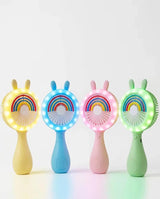 Cute Bunny Rainbow Handheld Fan with LED Light Portable Mini Fan