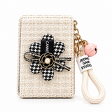 Chic Floral Bow Compact Mirror Keychain with Wrist Strap