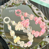 Kawaii Beaded Charm Keychain Bracelet Cute Bow & Candy Beads Phone Strap Bag Accessory SparkelsSparkels