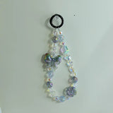 Kawaii Crystal Butterfly Beaded Phone Charm Strap Aesthetic Rainbow Keychain Bracelet Accessory SparkelsSparkels