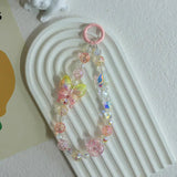 Kawaii Crystal Butterfly Beaded Phone Charm Strap Aesthetic Rainbow Keychain Bracelet Accessory SparkelsSparkels