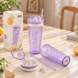 600ml Lemon Cup with Built In Citrus Juicer & Straw