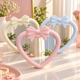 Cute Heart-Shaped Vanity Mirror with 3D Bow