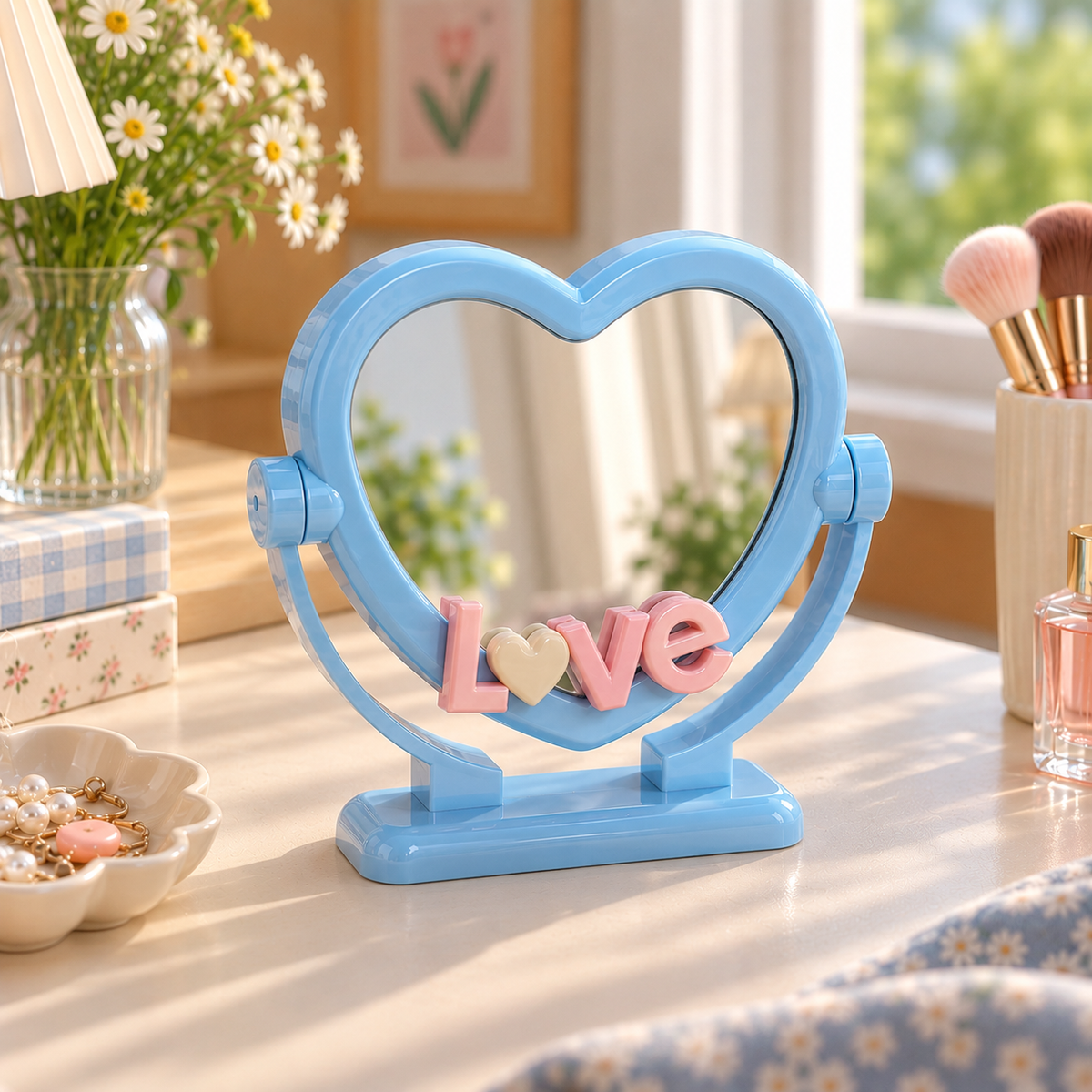 Cute Heart Shaped LOVE Vanity Mirror