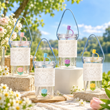 Pastel Tulip Glass Tumbler with Straw & Lace Sleeve