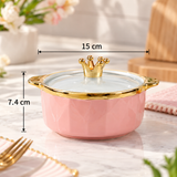 Luxury Crown Ceramic Serving Bowl with Lid