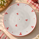 Vintage Red Bow Ceramic Dinner Plate