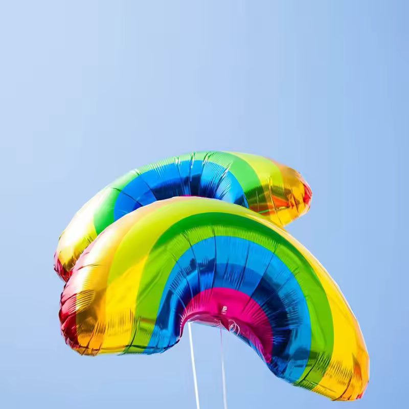 Big Rainbow Smile White Cloud & Donut Ice Cream Foil Balloon Cute Helium Party Decoration for Kids Birthday & Baby Showers