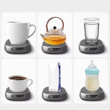 Smart Touch Screen Glass Heating Coaster Gear Temperature Control Warmer Mat Plug in Desktop Mug Warmer for Coffee Tea & Food