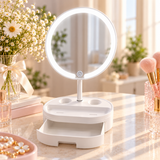 LED Lighted Makeup Vanity Mirror with Storage Drawer & Organizer