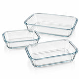 Premium Rectangular Clear Glass Baking & Serving Dish Set 3 Pcs