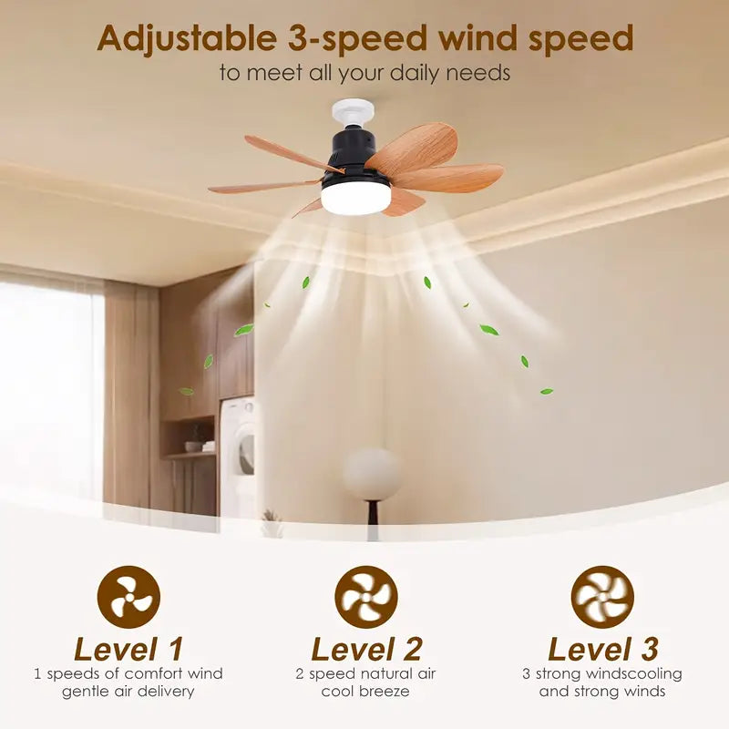 Modern LED Ceiling Fan with Light Integrated DC Motor, Frequency Conversion Smart Silent Fan for Bedroom, Living Room & Dining Room
