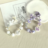 Kawaii Beaded Phone Charm Wrist Strap Cute Butterfly Bear & Heart Bracelet Lanyard for Phone Keys & Bags SparkelsSparkels