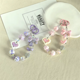 Kawaii Beaded Phone Charm Wrist Strap Cute Butterfly Bear & Heart Bracelet Lanyard for Phone Keys & Bags SparkelsSparkels