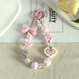 Kawaii Beaded Phone Charm Wrist Strap Cute Butterfly Bear & Heart Bracelet Lanyard for Phone Keys & Bags SparkelsSparkels