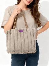 Cozy Plush Faux Fur Tote Bag for Women Soft Fluffy Shoulder Handbag SparkelsSparkels