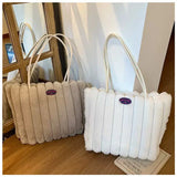 Cozy Plush Faux Fur Tote Bag for Women Soft Fluffy Shoulder Handbag SparkelsSparkels