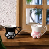 Cute Cat Paw Ceramic Mug with Heart Handle & Star Spoon Kawaii Coffee & Milk Cup Gift SparkelsSparkels
