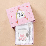Cute Cat Paw Ceramic Mug with Heart Handle & Star Spoon Kawaii Coffee & Milk Cup Gift SparkelsSparkels