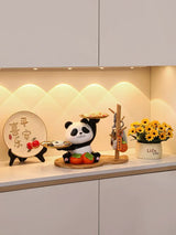 Cute Panda Double Tray Decorative Storage Rack Resin Panda Figurine Organizer for Keys, Snacks, Jewelry & Home Decor