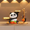 Cute Panda Double Tray Decorative Storage Rack Resin Panda Figurine Organizer for Keys, Snacks, Jewelry & Home Decor