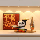 Cute Panda Double Tray Decorative Storage Rack Resin Panda Figurine Organizer for Keys, Snacks, Jewelry & Home Decor
