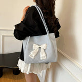 Velvet Bow Tote Shoulder Bag Cute Korean Aesthetic Handbag Soft Girls Shoulder Purse SparkelsSparkels