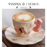 Butterfly Bow Ceramic Tea Cup & Saucer Set Cute Aesthetic Coffee Mug SparkelsSparkels