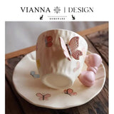 Butterfly Bow Ceramic Tea Cup & Saucer Set Cute Aesthetic Coffee Mug SparkelsSparkels