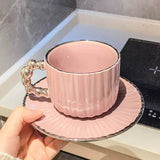 Vintage Pearl Handle Ceramic Coffee Cup & Saucer Set 280ml Luxury Tea Mug SparkelsSparkels