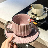 Vintage Pearl Handle Ceramic Coffee Cup & Saucer Set 280ml Luxury Tea Mug SparkelsSparkels
