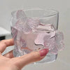Crystal Butterfly Glass Cup with 3D Butterfly Decor Aesthetic Transparent Drinking Glass SparkelsSparkels
