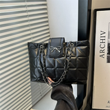 Quilted Bow Chain Shoulder Bag for Women Elegant PU Leather Tote & Crossbody Handbag SparkelsSparkels
